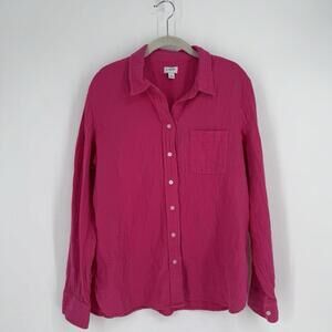 J.crew  Top large L pink guazy cotton button up feminine beachy office business